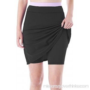 Seagoo Swim Skirt with Built in Shorts for Women UV Protection Skirted Swim Bottom Rash Guard Black B07C5WZ7QK